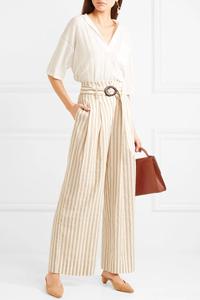 <span class=keywords><strong>Pantaloni</strong></span> larghi in cotone e <span class=keywords><strong>lino</strong></span> a righe da donna dell'ufficio di moda - Product Image 3