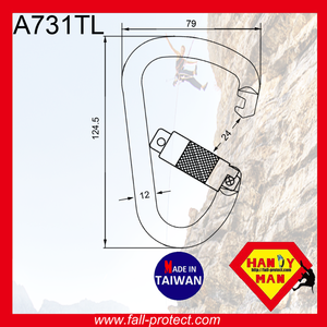 Mosquetón de Aluminio Tipo D con Cierre Giratorio de 25KN para Escalada de Montaña - Product Image 2