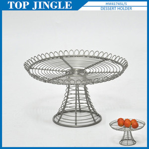 Corbeille de fruits conique de grande forme de fil de revêtement argenté - Product Image 4