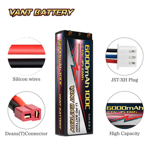 2S Lipo Batterij 7.6V 6000Mah 100c Hoogspanning Hard Case Rc Met 4Mm Decaan Connector Voor Rc Auto Tank Truck Racing - Product Image 2