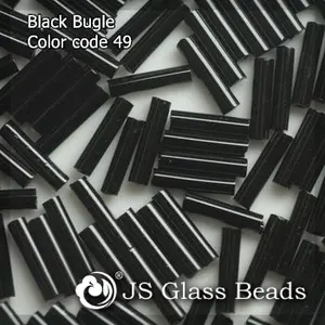 High Quality Fashion JS Glass Seed Beads - 49# 4" 9MM Opague Black Bugles Beads For Garment & Jewelry