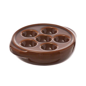 Plateau à fruits de mer en céramique brun à 6 compartiments, <span class=keywords><strong>assiette</strong></span> à escargots, <span class=keywords><strong>assiette</strong></span> à escargots - Product Image 4