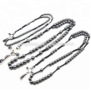 <span class=keywords><strong>Venta</strong></span> caliente cuerda trenzado cuentas de hematita collar <span class=keywords><strong>Rosario</strong></span> Católico para la <span class=keywords><strong>venta</strong></span> al por menor - Product Image 1