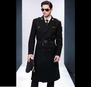 معطف شتوي طويل من الصوف للرجال بتصميم زي الطيارين للاستخدام في شركات الطيران - Product Image 2