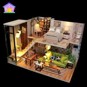 Hongda Miniatura <span class=keywords><strong>Dollhouse</strong></span> M030 Aproveite o romântico Nordic Diy Miniatura De Madeira Boneca Casa Kit Com Luz - Product Image 2