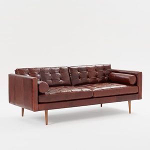 미국 클래식 패브릭 라운지 나무 Chesterfield 소파 우아한 가죽 소파 쿠션 - Product Image 2