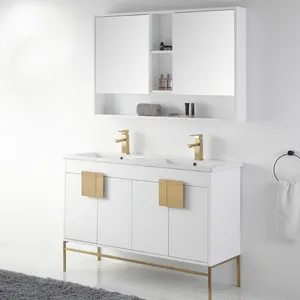 Çift lavabo vanity ünitesi dayanıklı yüksek kaliteli pvc banyo vanity ile ucuz fiyat pvc banyo makyaj dolabı toptan fiyat