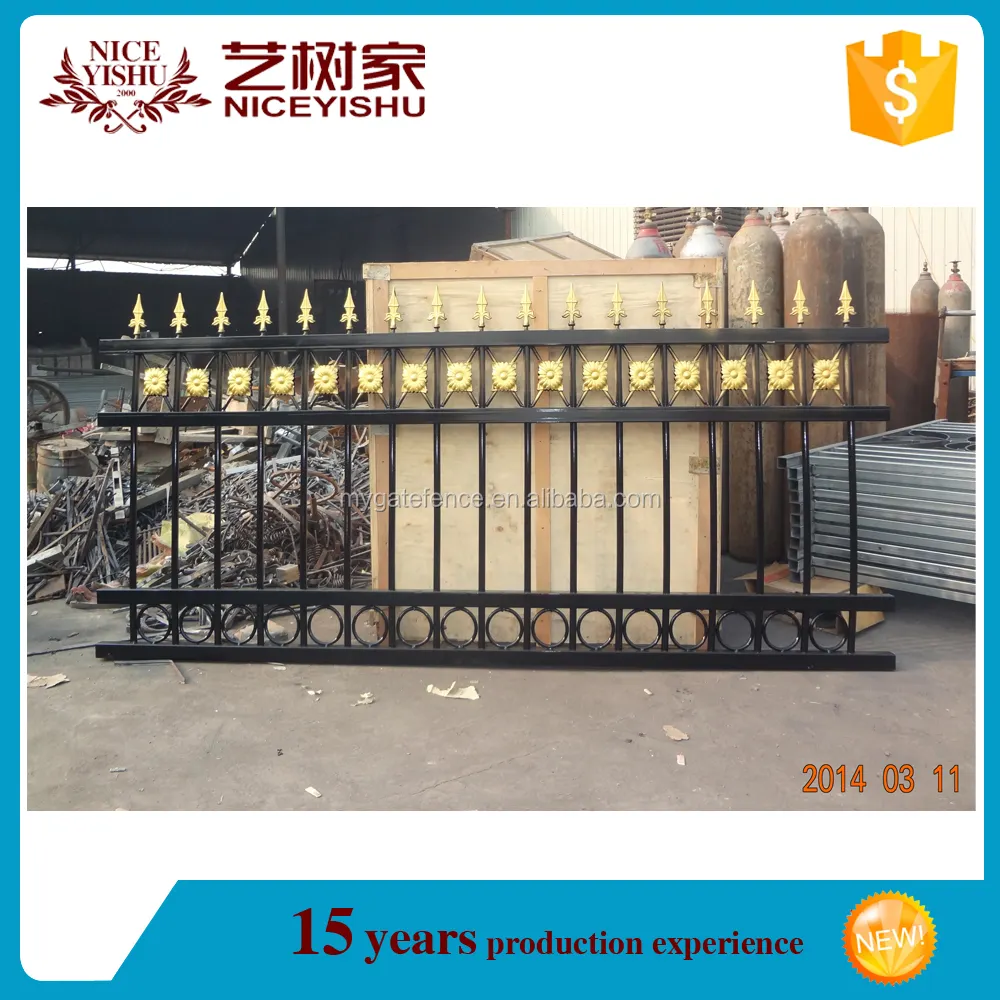 Yishujia завод художественная забор, Б дешево кованого ограждения железа для продажи