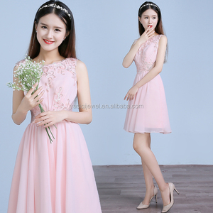 2017 de alta calidad de <span class=keywords><strong>la</strong></span> boda bribal vestido bien corta carne Rosa falda mujeres damas blanco vestido de novia - Product Image 4