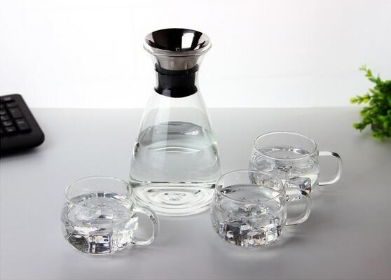 Haonai Hand mouth glass pitcher with lid and spout glass water carafe