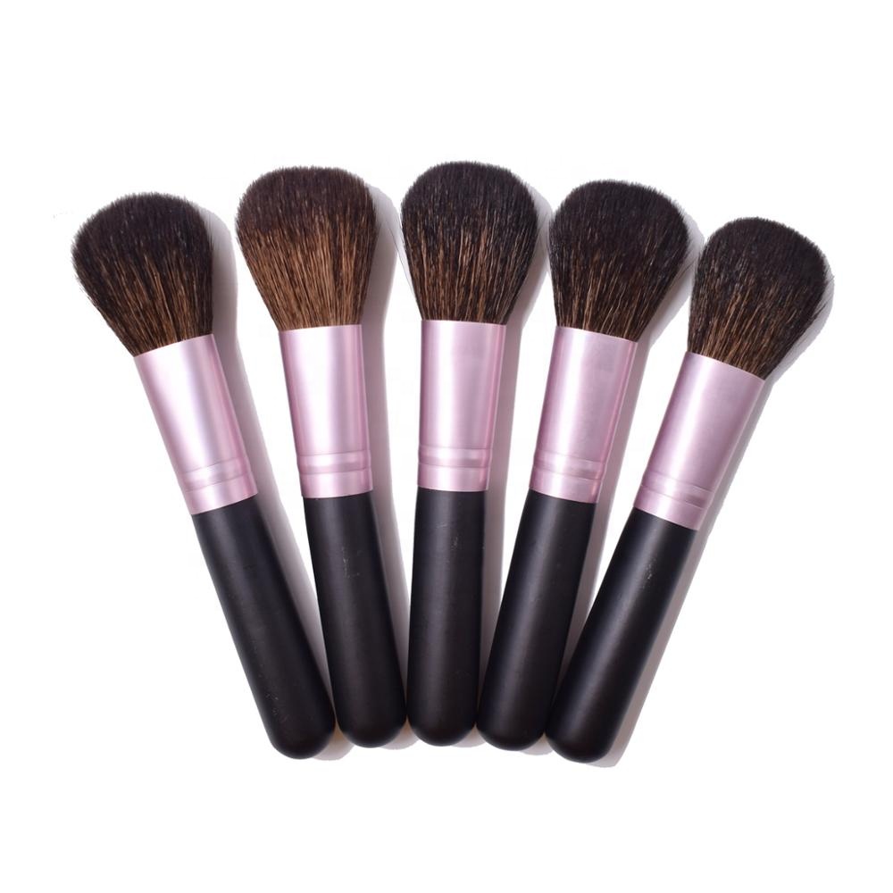 Кисти для румян для макияжа из козьей шерсти, кисть для пудры, черная деревянная ручка, кисть для растушевки