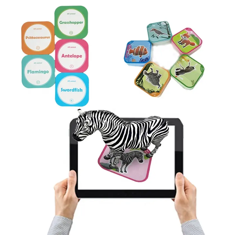 AR 4d animale carta di apprendimento per i bambini di Inglese cognitive Flashcard educativi giochi