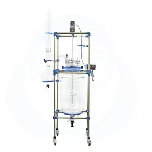 100l continuous stirred tank jacketed glass reactor