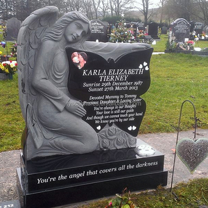ที่กำหนดเองที่ว่างเปล่าสอง Angel หินแกรนิตสีดำมือแกะสลัก Tombstones - Product Image 2
