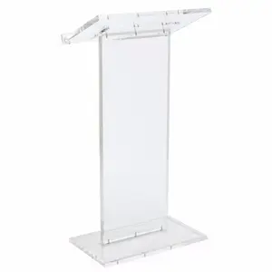 Floor Standing Acrylic Lectern Large Reading Surface Clear Lucite Podium Pulpit