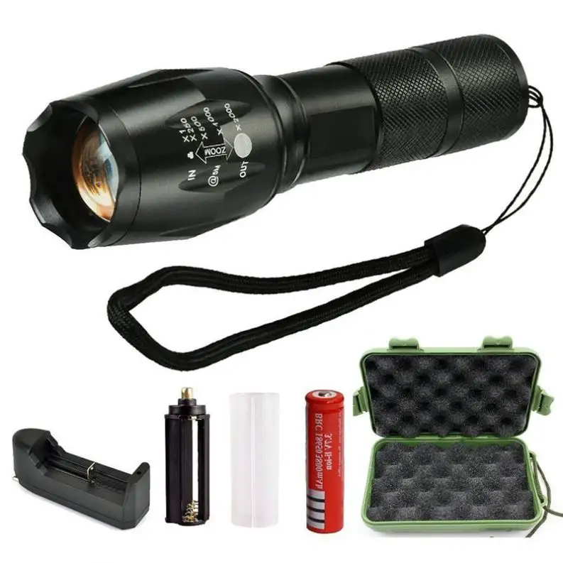 Săn bắn hoặc cắm trại xml t6 10 w 1500lm ánh sáng ngọn đuốc cao power led đèn pin với 3 xAAA hoặc 1x18650 lithium có thể sạc lại pin