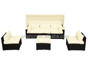 Parasol retráctil <span class=keywords><strong>en</strong></span> forma de <span class=keywords><strong>L</strong></span> de diseño transversal <span class=keywords><strong>exterior</strong></span> muebles de ratán sofá de dosel - Product Image 3