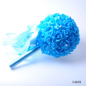 Bouquet rose pour demoiselles d'honneur avec rubans doux perlés, roses artificielles, bouquet de mariée, mariage, fête, photo, véritable amour, cadeau pour la mariée - Product Image 6