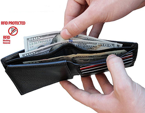 Nhãn Hiệu Riêng Vera Pelle Da Chính Hãng Bảo Mật ID Chủ Thẻ Tín Dụng Mỏng Đa Năng Bifold RFID Chặn Ví Cho Nam Giới - Product Image 3