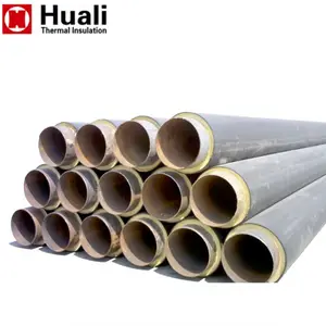 underground direct buried high quality pre-insulated pipe pre insulated foam and hdpe casing steel pipe