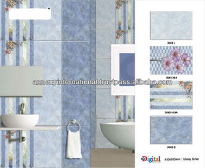 Salle de bain 3D Digital Vitrified 300x450mm Carreaux muraux Combinaison de couleurs blanches Meilleure collection de design Poli Caractéristique antidérapante - Product Image 3