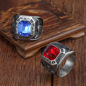 Di modo Grande Pietra Preziosa di Cristallo Cubico Fusione di Acciaio inox tendenza Zircone <span class=keywords><strong>Rubino</strong></span> <span class=keywords><strong>Anello</strong></span> per il Commercio All'ingrosso - Product Image 6