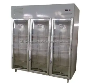 1590L Guangzhou Hersteller luftgekühlte Anzeige vertikale kommerzielle Glas Gefrier schrank 3 Tür
