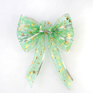 Tren baru pita hias Natal Organza pita bermata-kawat berkilau pita dekorasi elegan untuk dekorasi perayaan - Product Image 3