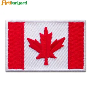 Machine Woven Hand Embroidery Patches Clothing Custom Personalized Iron On Embroidery Country Flag Patch