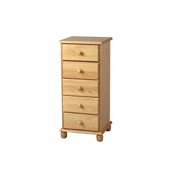 Thiết kế tốt thông tự nhiên gỗ 5 ngăn kéo hẹp ngăn kéo tủ