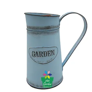 Display home decor Iron Metal Shabby Chic Style Metal Flower Jug Pitcher galvanized flower water jug