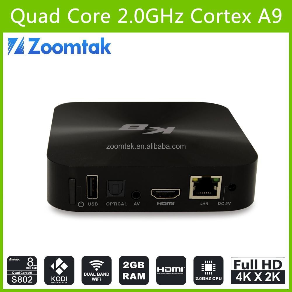 Amlogic S802 quad core android tv box malasia con kodi 14.2 preinstalado 2 G / 8 G