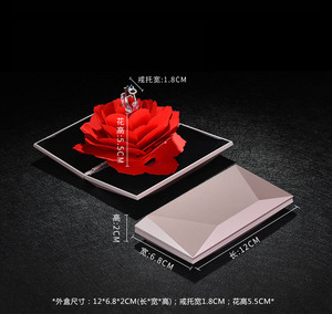 Unique Design <strong>Personalised</strong> Wedding Ring <strong>Box</strong> New Velvet Square <strong>Gift</strong> <strong>Box</strong> with Rose Flower Pattern Custom Logo for Jewelry - Product Image 2