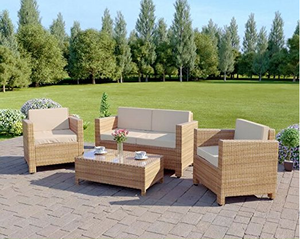 4 posti <span class=keywords><strong>giardino</strong></span> <span class=keywords><strong>esterno</strong></span> Rattan Patio Set stile minimalista poltrona e tavolino per alberghi cortile magazzini - Product Image 1