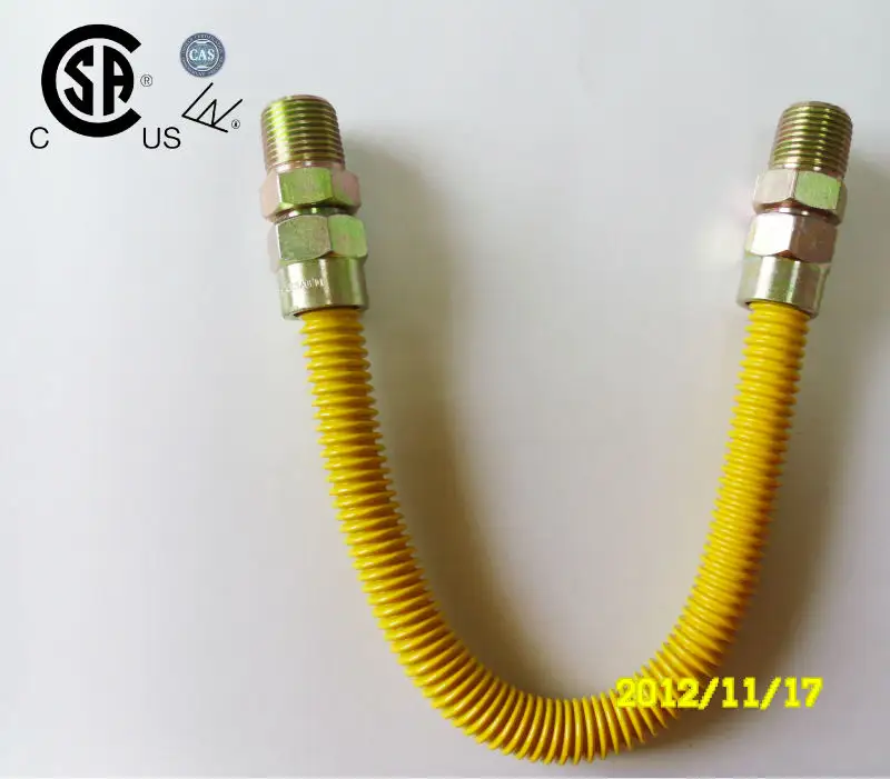 Csa 1/4"Il id*3 1/8"di*mm- 60"giallo 304 rivestito ondulato in acciaio inox flessibile connettore del tubo gas