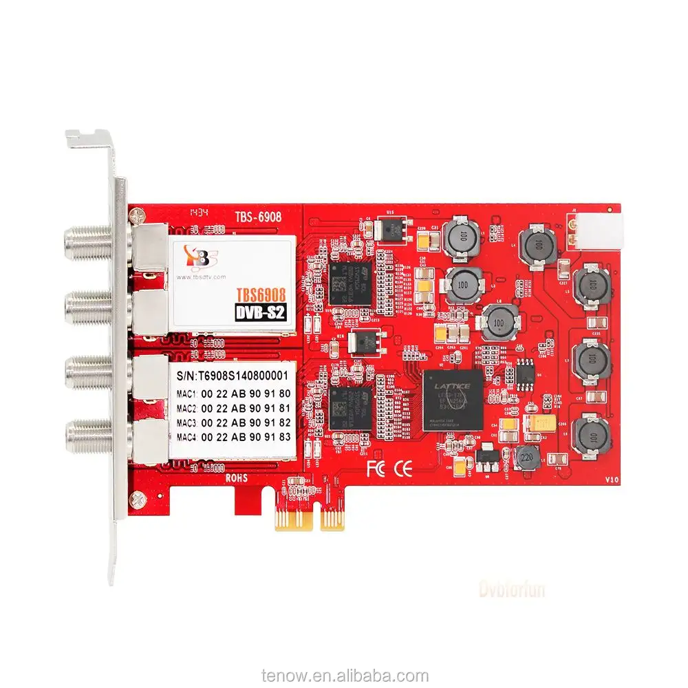 Sintonizador de televisión por satélite Digital profesional, tarjeta TBS6908 DVB-S2, tarjeta PCIe