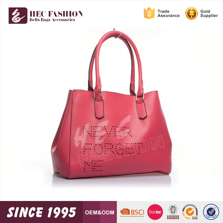 Hec最高の販売ピンクカラー中空設計されたレディースファッション最新のトートバッグハンドバッグ