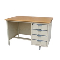 Muebles Escolares, Mesa de Computadora de Hierro, Escritorio Ejecutivo de Oficina, Mesa Moderna y Contemporánea para Biblioteca Escolar para Computadoras Portátiles, 4 Cajones