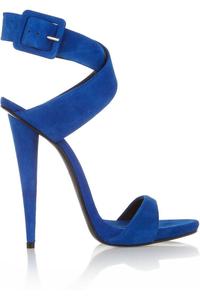 Formato personalizzato blu finta pelle scamosciata superiore cinturino alla caviglia peep toe da donna sandali <span class=keywords><strong>tacchi</strong></span> - Product Image 2