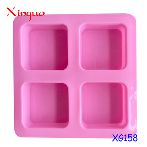 158 Nhà Máy Miễn Phí Mẫu <span class=keywords><strong>4</strong></span> Khoang Hình Vuông Silicone Bánh Khuôn Silicone Nến Khuôn Xà Phòng Làm Khuôn Nhựa Silicone BPA Miễn Phí - Product Image 4