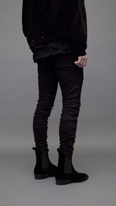 OEM proprio marchio di <span class=keywords><strong>Jeans</strong></span> danneggiati per gli uomini prezzo all'ingrosso nuovo modello nero Biker <span class=keywords><strong>Jeans</strong></span> pantaloni da moto 06 - Product Image 3