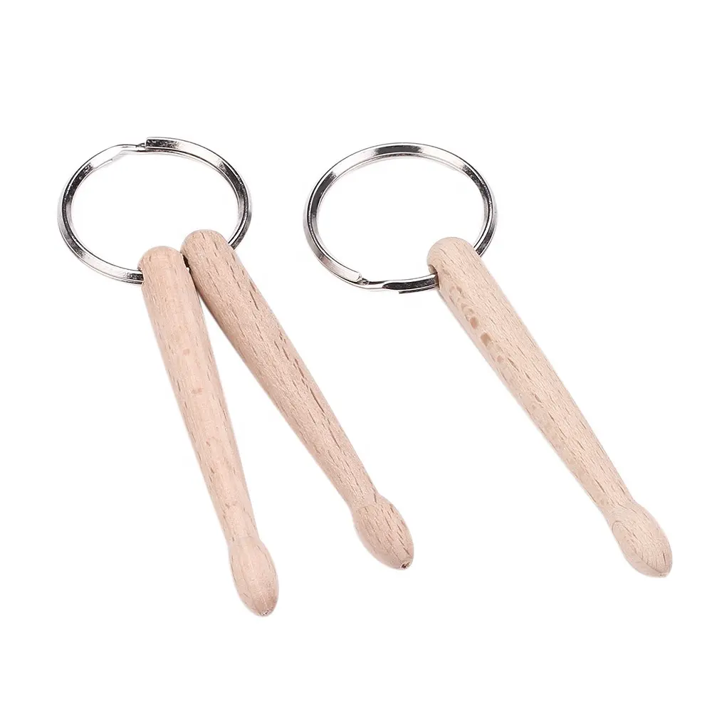 Hot Selling Eco-friendly Drum Sticks Keychain/Engraved Logo Wood Smart Mini Drum Sticks Keychain Drumsticks Key Ring