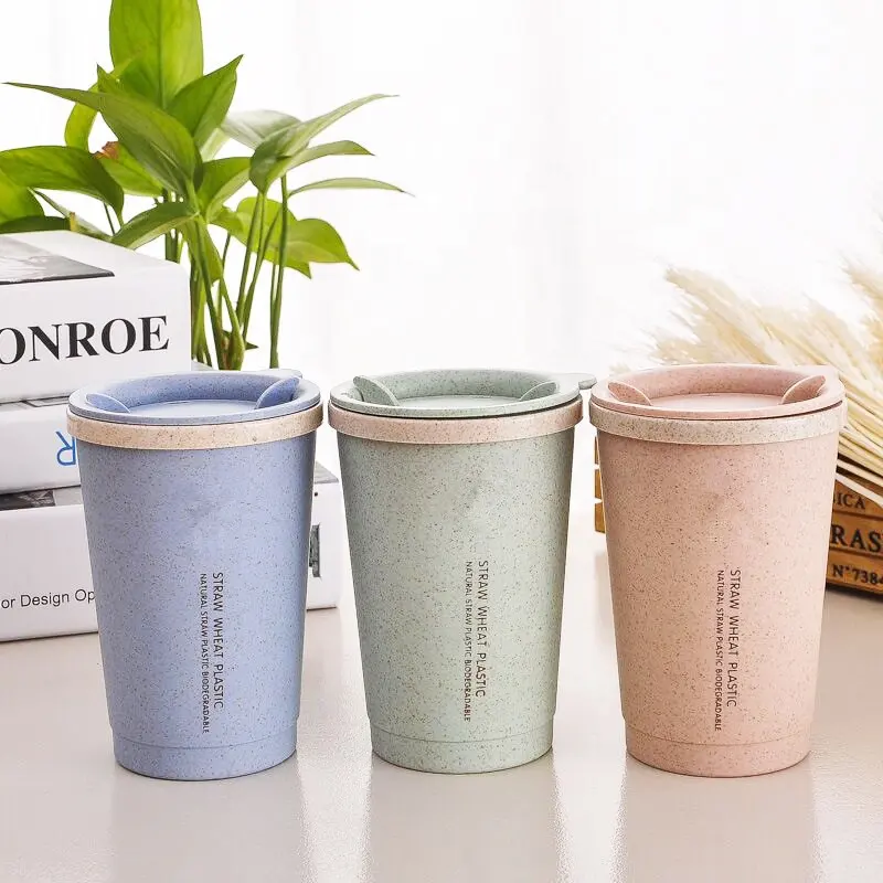 Hot Sale Portable small reusable coffee cup eco friendly travel wheat straw custom Coffee mugs