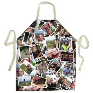 Promotional Gift Custom Heat Sublimation Poly Cotton Apron Christmas Apron Kitchen Household Articles Waterproof Apron
