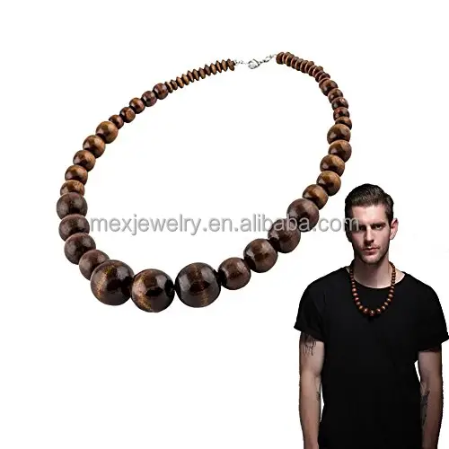 Houten Kraal Ketting Afrika Houten Chain Verklaring Unisex Chunky Kettingen