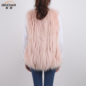 Nouvelle Mode Sans Manches Super Chaud Femmes Argent Fourrure De <span class=keywords><strong>Renard</strong></span> Gilet fourrure de raton laveur parka manteau <span class=keywords><strong>renard</strong></span> - Product Image 3