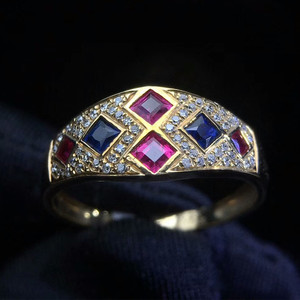 Vente en gros <span class=keywords><strong>2022</strong></span> nouveau design 18 carats or jaune pierre naturelle rubis saphir <span class=keywords><strong>bague</strong></span> pour femmes bijoux <span class=keywords><strong>de</strong></span> mode - Product Image 1
