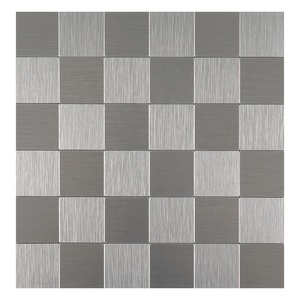 Dosseret de cuisine en mosaïque métallique aluminium <span class=keywords><strong>brossé</strong></span> argenté, à coller - Product Image 1
