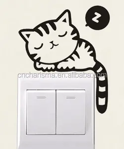 Fornitore all'ingrosso decorazione camera da letto Cat Design Switch Socket Sticker Home Decor adesivi murali