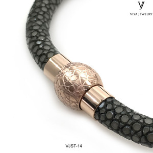 Vòng Đeo Tay Bằng Da <span class=keywords><strong>Stingray</strong></span> Trang Sức Phi Giới Tính Móc Khóa Từ Tính Bằng Thép Không Gỉ, Vòng Tay Vòng Tay, Dây Da - Product Image 4